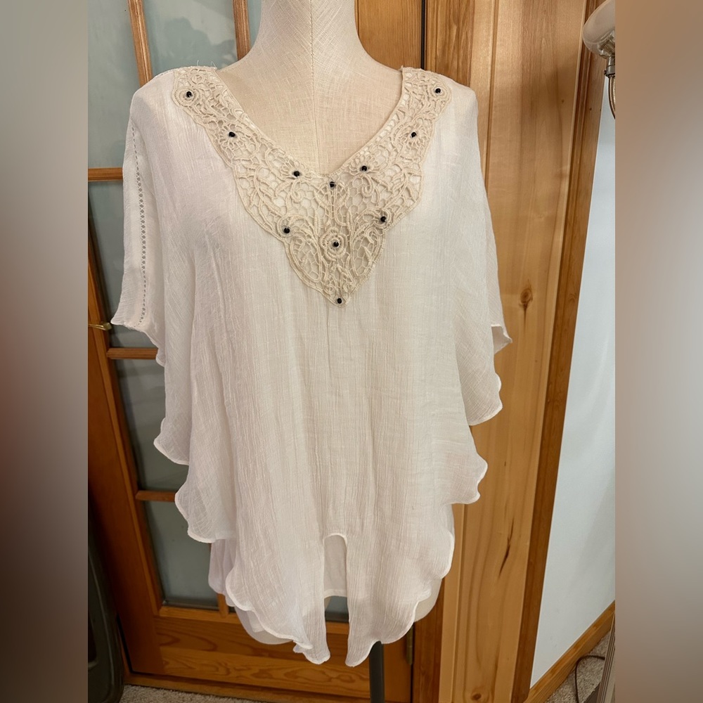 ALYX Women’s Top w/Lace Trim/Bead Yoke